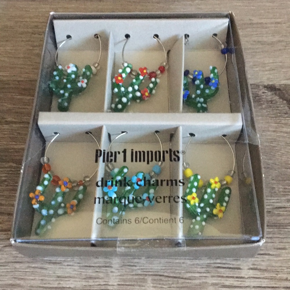 Pier 1 imports cute cactus drink charms (set of 6)